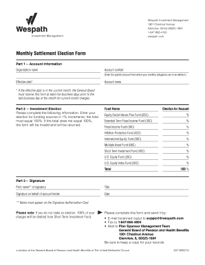 Monthly Settlement Election Form