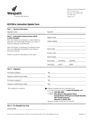 ACH/Wire Instruction Update Form