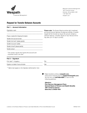 Request for Transfer Between Accounts