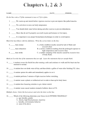 Physical Education Safety and Health Quiz