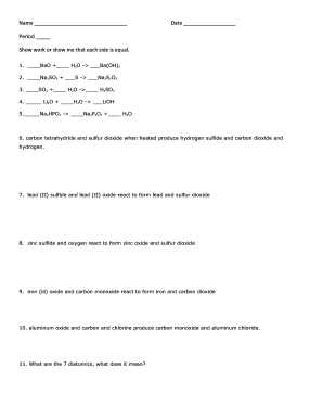 Chemistry Balancing Equations Worksheet