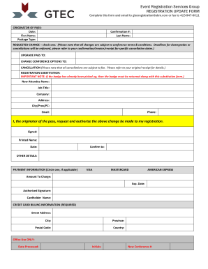 Event Registration Update Form