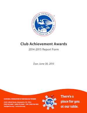 Club Achievement Awards Report Form
