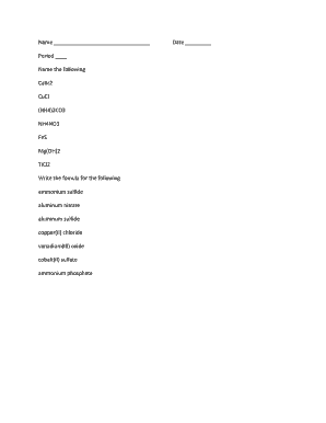 Chemistry Homework Worksheet