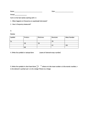 Fillable Online Name Date Period Form 3 b for last names starting with ...
