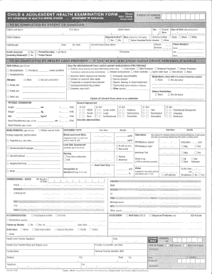Student Health Examination Form