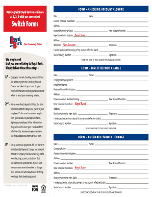 Royal Bank Checking Account Closure Form