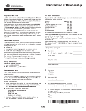 Confirmation of Relationship Form