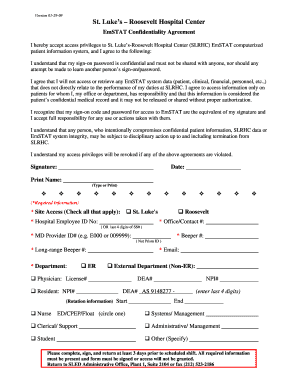 St. Luke's-Roosevelt EmSTAT Confidentiality Agreement