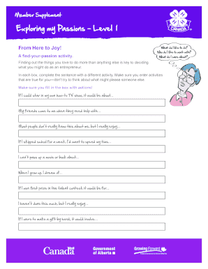 Exploring My Passions Activity