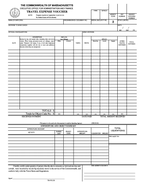 Massachusetts Travel Expense Voucher