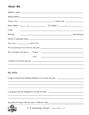 4-H Gardening Project Record Book