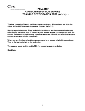IPC-A-610F Training Certification Test
