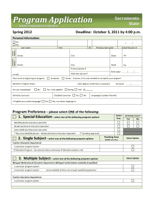 Teacher Preparation Program Application