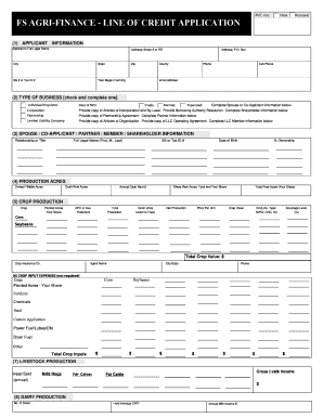 FS Agri-Finance Line of Credit Application