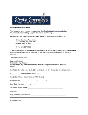 Donation Form for Stroke Survivors Association
