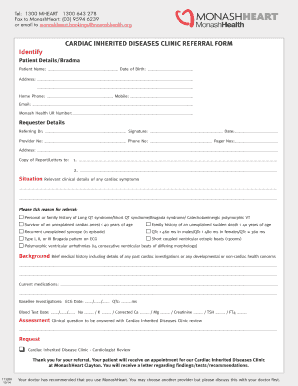 Cardiac Inherited Diseases Clinic Referral Form