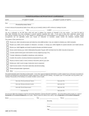 Parent/Guardian Notification of IEP Conference