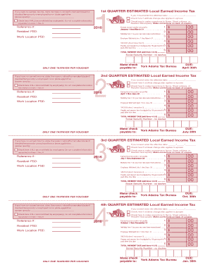 York Adams Tax Bureau Quarterly Tax Voucher
