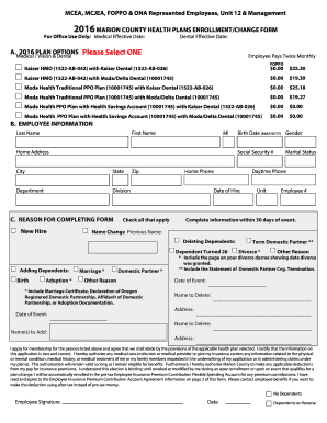 Marion County Health Plans Enrollment Form