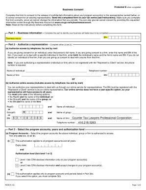 Canada Business Consent Form RC59