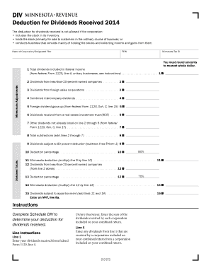 Minnesota Dividend Deduction Form 2014