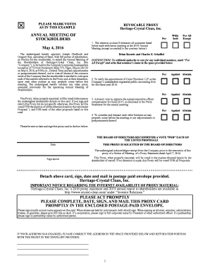 Heritage-Crystal Clean Proxy Voting Form