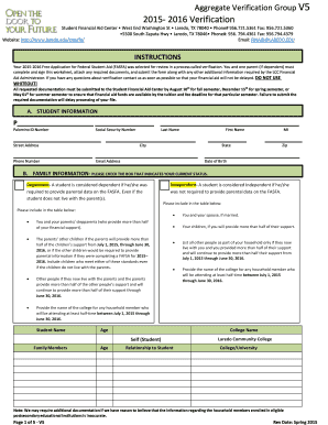 2015-2016 Verification Form