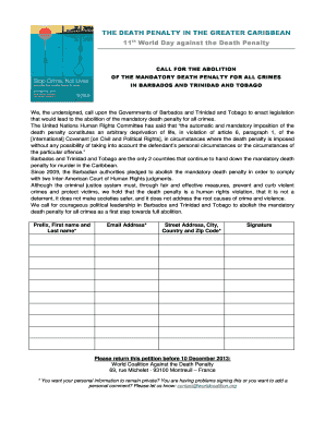 Petition for Abolition of Mandatory Death Penalty