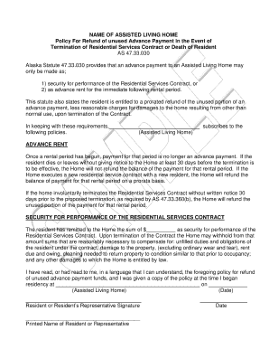 Alaska Assisted Living Refund Policy