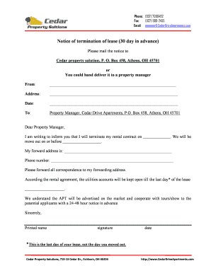 Notice of Termination of Lease