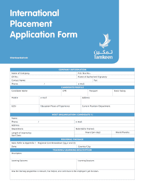 International Placement Application Form