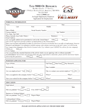 Fillable Online Bismarck Driver Application Form V2indd Fax Email Print - pdfFiller