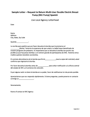 Sample Letter Request to Return Multi-User Double Electric