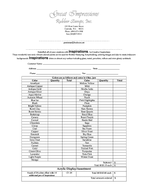 Inspirations Paint Order Form
