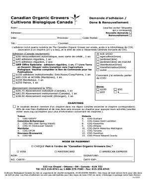 Demande d’adhésion / Cultivons Biologique Canada