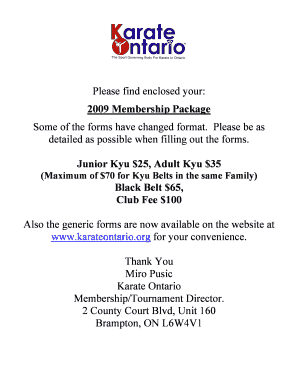 2009 Karate Ontario Membership Registration Form