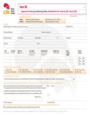 Ontario Chicken Production and Marketing Agreement
