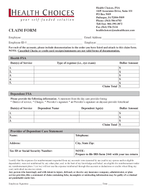 Health FSA Claim Form