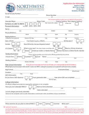 Northwest Mississippi Community College Admission Application
