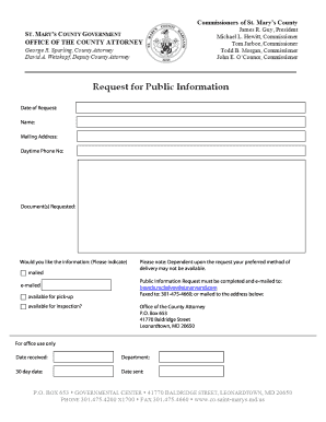 Maryland Public Information Request Form