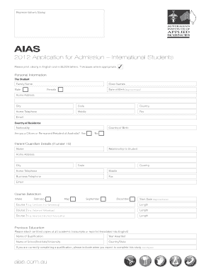 2012 Application for Admission – International Students