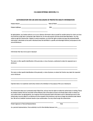 Authorization for Use and Disclosure of Protected Health Information