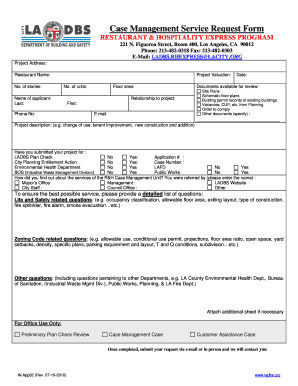 Restaurant Case Management Service Request Form