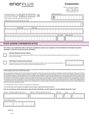Stock Dividend Confirmation Notice