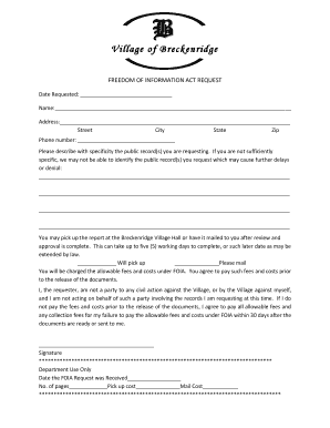 Freedom of Information Act Request Form