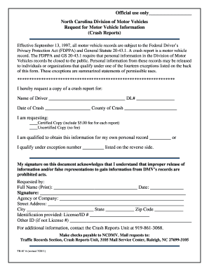 North Carolina Crash Report Request Form