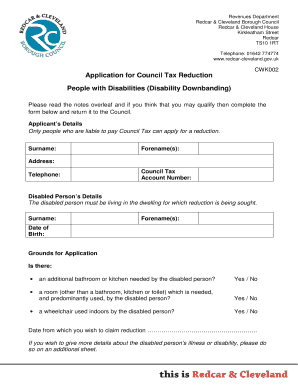 Council Tax Reduction Application for Disabled Persons