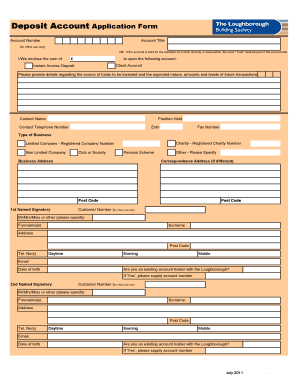 Deposit Account Application Form