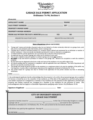 Garage Sale Permit Application